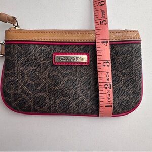Calvin Klein Black and Tan Monogram Wristlet